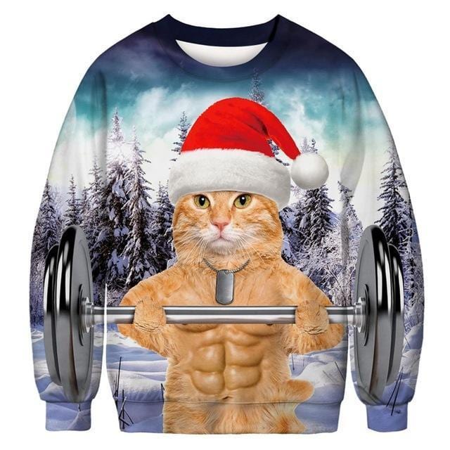 3D Apperal Store Pullovers A103230 / M Unisex Men Women 2019 Ugly Christmas Sweater Vacation Santa Elf Funny Christmas Fake Hair Jumper Autumn Winter Tops Clothing