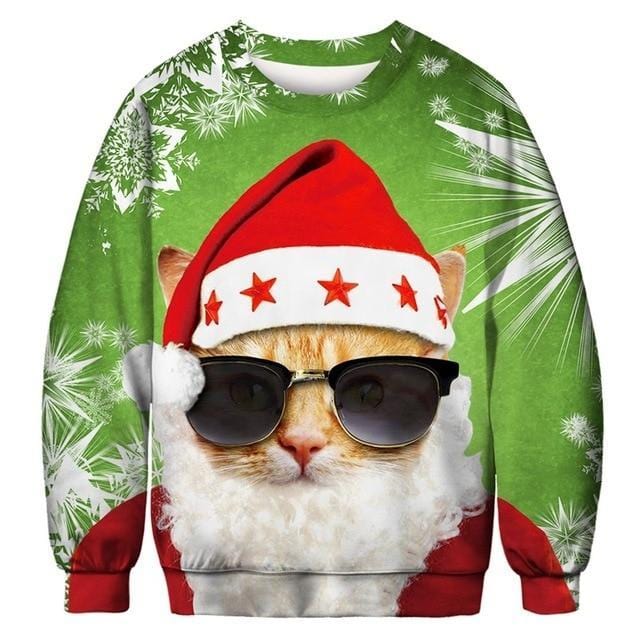 3D Apperal Store Pullovers A103234 / M Unisex Men Women 2019 Ugly Christmas Sweater Vacation Santa Elf Funny Christmas Fake Hair Jumper Autumn Winter Tops Clothing