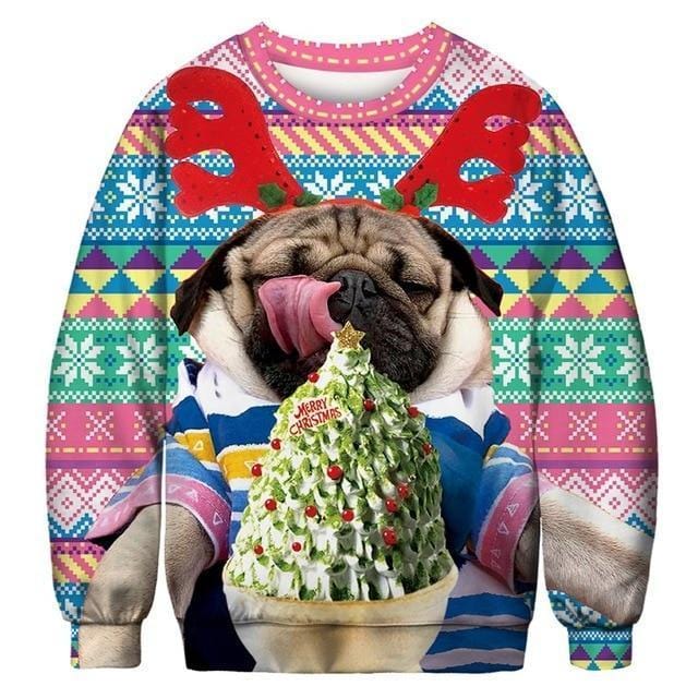 3D Apperal Store Pullovers A103244 / M Unisex Men Women 2019 Ugly Christmas Sweater Vacation Santa Elf Funny Christmas Fake Hair Jumper Autumn Winter Tops Clothing