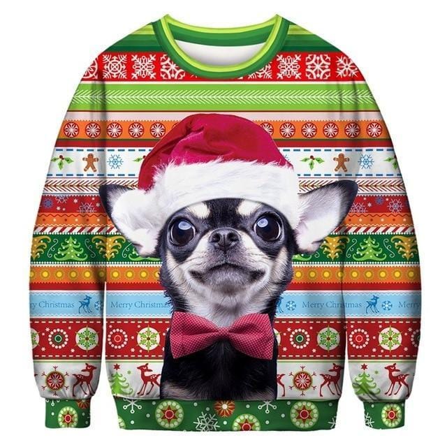 3D Apperal Store Pullovers A103245 / M Unisex Men Women 2019 Ugly Christmas Sweater Vacation Santa Elf Funny Christmas Fake Hair Jumper Autumn Winter Tops Clothing