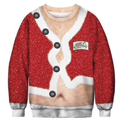 3D Apperal Store Pullovers AA30002 / M Unisex Men Women 2019 Ugly Christmas Sweater Vacation Santa Elf Funny Christmas Fake Hair Jumper Autumn Winter Tops Clothing