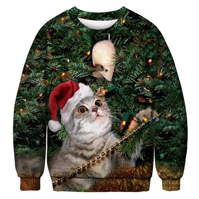 3D Apperal Store Pullovers AA30003 / M Unisex Men Women 2019 Ugly Christmas Sweater Vacation Santa Elf Funny Christmas Fake Hair Jumper Autumn Winter Tops Clothing