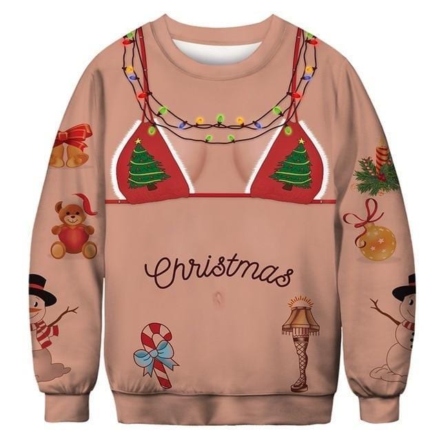 3D Apperal Store Pullovers AA30004 / M Unisex Men Women 2019 Ugly Christmas Sweater Vacation Santa Elf Funny Christmas Fake Hair Jumper Autumn Winter Tops Clothing
