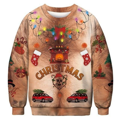 3D Apperal Store Pullovers AA30005 / M Unisex Men Women 2019 Ugly Christmas Sweater Vacation Santa Elf Funny Christmas Fake Hair Jumper Autumn Winter Tops Clothing