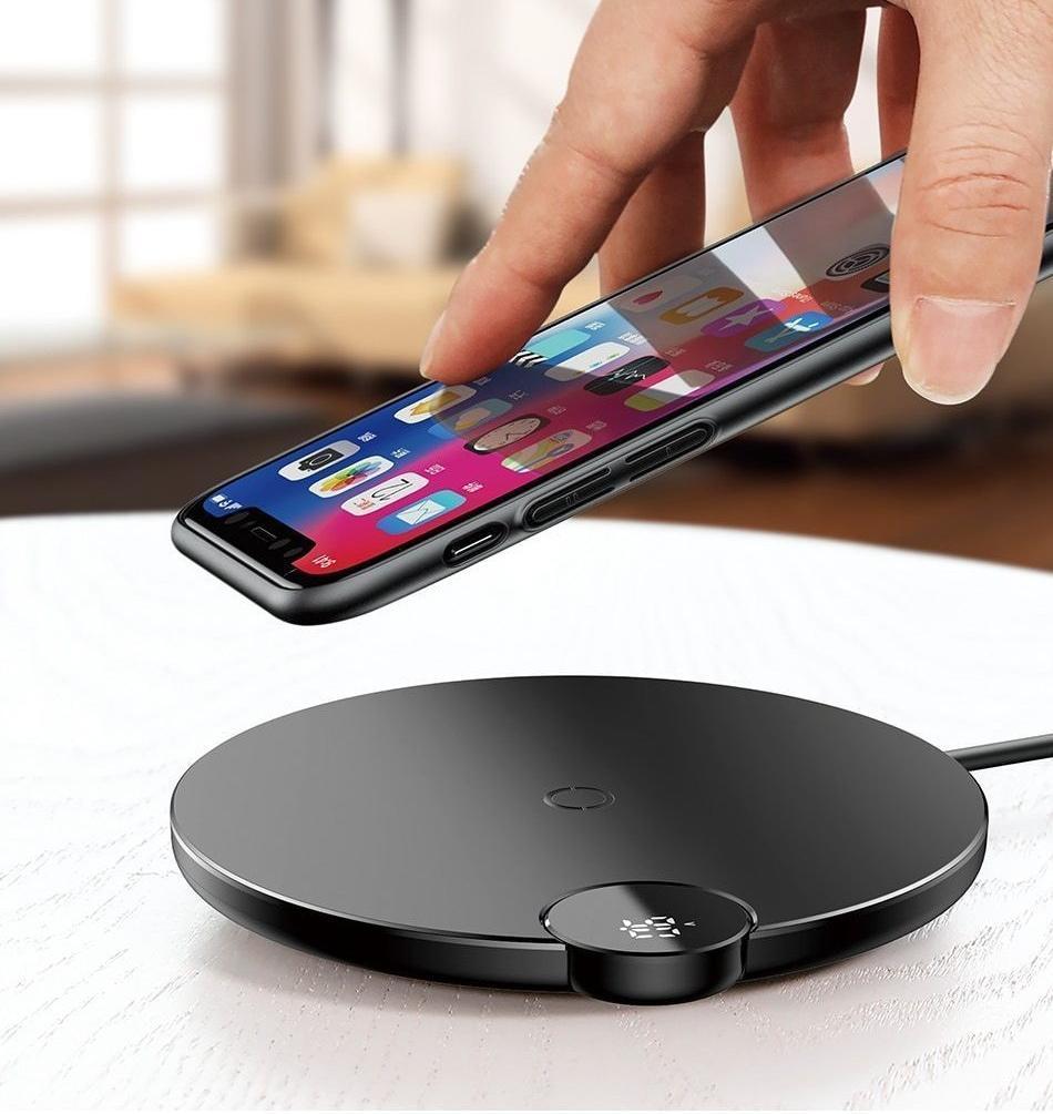 BASEUS Official Store Wireless Chargers BLACK PWR CHARGE™ LCD Display Qi Wireless Charger