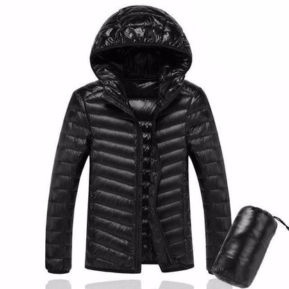 Bruce Lee Brand Store Down Jackets Black / L Men's Lightweight Water-Resistant Packable Hooded Down Jacket