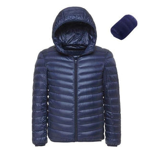 Bruce Lee Brand Store Down Jackets Blue / L Men's Lightweight Water-Resistant Packable Hooded Down Jacket