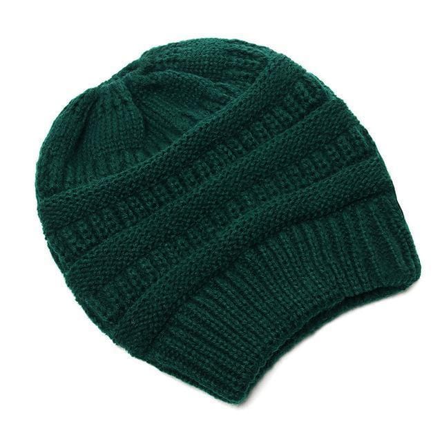Clothing to You Skullies & Beanies Dark Green With Tag FunkyCC™ Ponytail Beanie