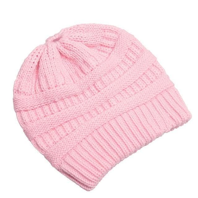Clothing to You Skullies & Beanies Pink With Tag FunkyCC™ Ponytail Beanie