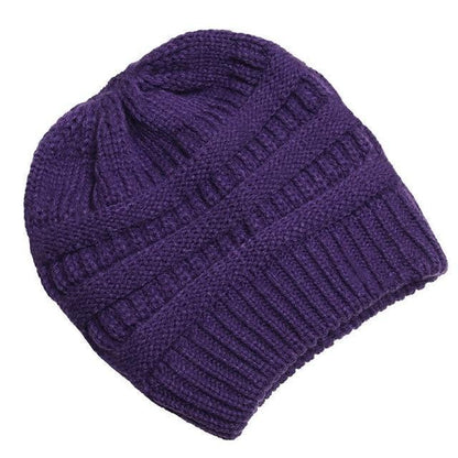 Clothing to You Skullies & Beanies Purple With Tag FunkyCC™ Ponytail Beanie