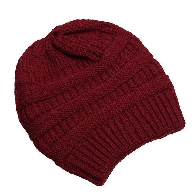Clothing to You Skullies & Beanies Wine Red With Tag FunkyCC™ Ponytail Beanie