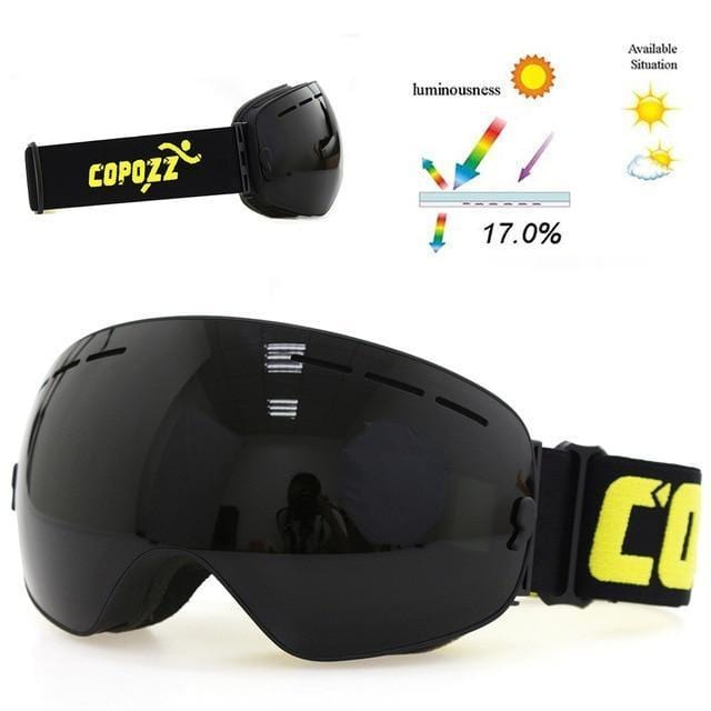 copozz Official Store Skiing Eyewear All Black CPZ™ Anti-fog UV400 Ski Goggles