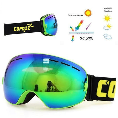 copozz Official Store Skiing Eyewear Frame Green CPZ™ Anti-fog UV400 Ski Goggles