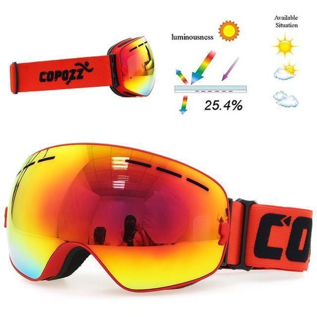 copozz Official Store Skiing Eyewear Frame Red CPZ™ Anti-fog UV400 Ski Goggles