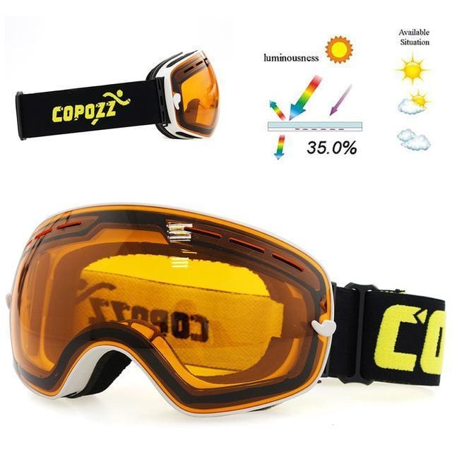 copozz Official Store Skiing Eyewear Orange and White Fra CPZ™ Anti-fog UV400 Ski Goggles