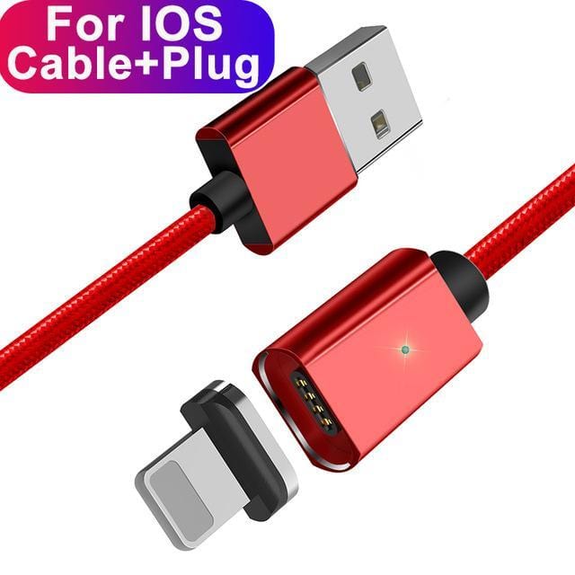 ESSAGER Official Store Mobile Phone Cables Red IOS Cable / 100cm Magnetic USB Fast Charging Cable