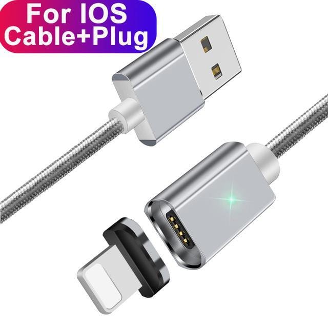ESSAGER Official Store Mobile Phone Cables Silver IOS Cable / 100cm Magnetic USB Fast Charging Cable