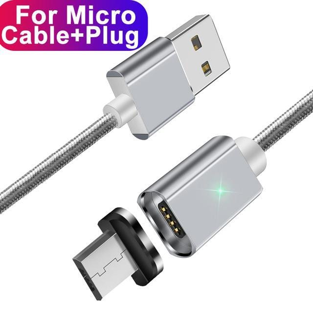 ESSAGER Official Store Mobile Phone Cables Silver Micro Cable / 100cm Magnetic USB Fast Charging Cable