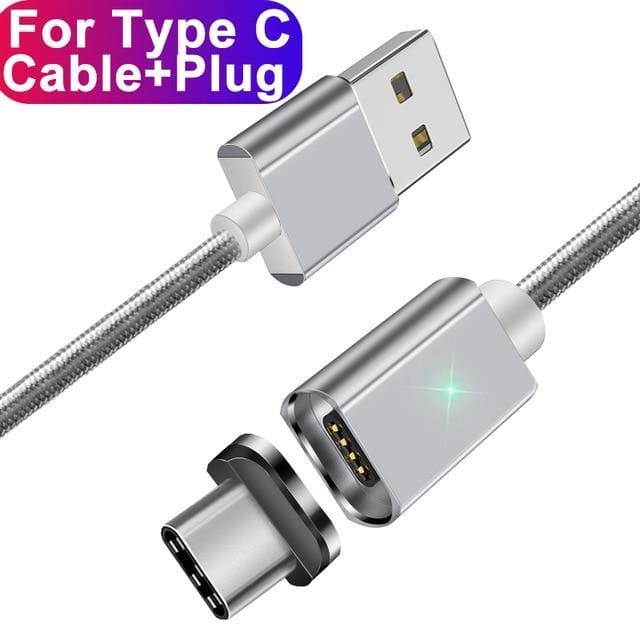 ESSAGER Official Store Mobile Phone Cables Silver Type C Cable / 100cm Magnetic USB Fast Charging Cable