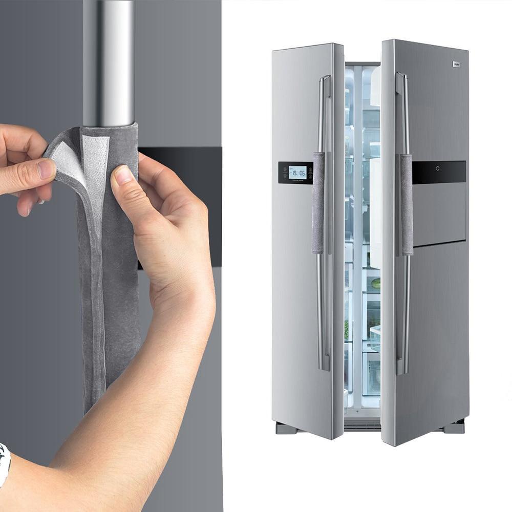 Foxsmarts 2PCS Refrigerator Velvet Door Handle Cover Decor Handles Kitchen Antiskid Protector Gloves for Fridge Oven Keep Off Fingerprints