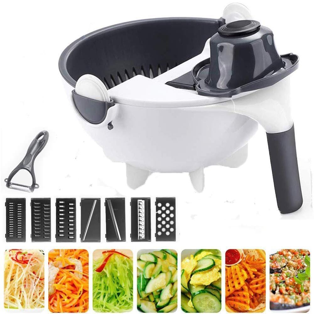 Foxsmarts 9 in 1 Multifunction Vegetable Cutter with Drain Basket