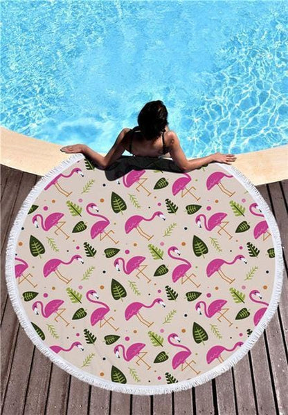 Foxsmarts Beach Towel model 2 Flamingo Beach Towel With Tassels