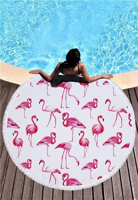 Foxsmarts Beach Towel model 4 Flamingo Beach Towel With Tassels