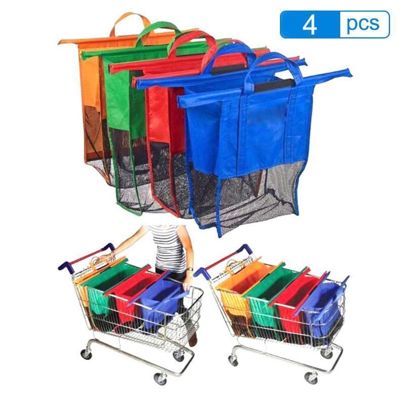 Foxsmarts ECOFOX Reusable Eco-Friendly Trolley Shopping Bags (Set of 4)