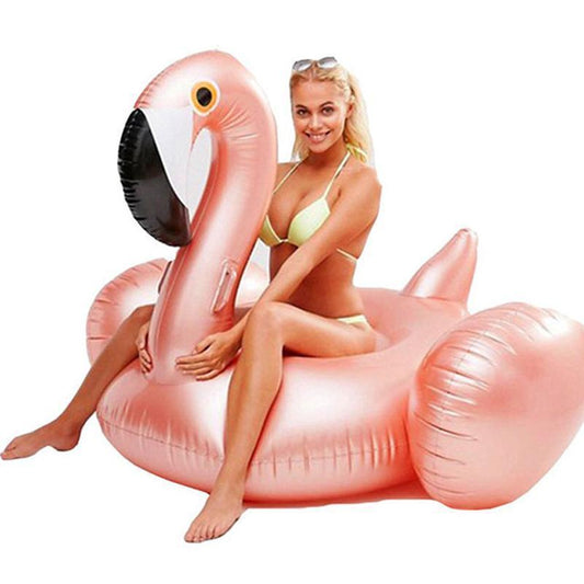 Foxsmarts SunFun™ Rose Gold Inflatable Flamingo Pool Float