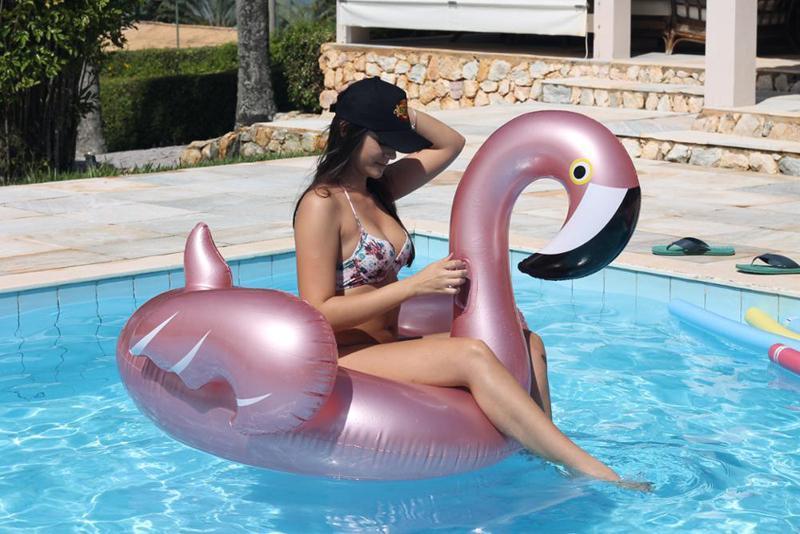 Foxsmarts SunFun™ Rose Gold Inflatable Flamingo Pool Float