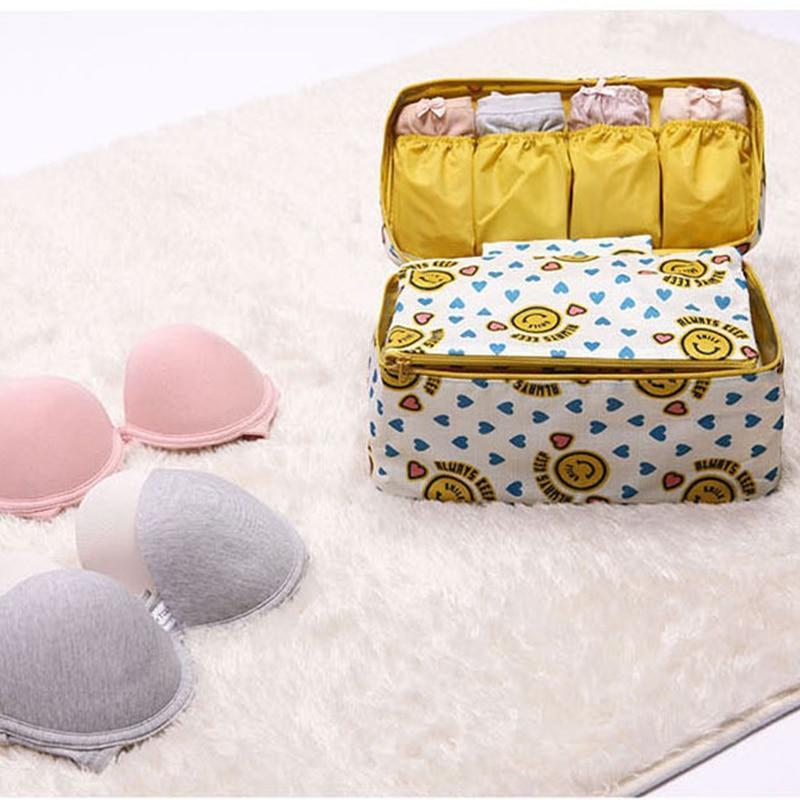 IHAD Official Store Storage Bags Blue flower Lingerie Organizer Travel Bag