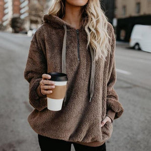 Women's Fuzzy Casual Loose Oversized Sweatshirt Hoodie