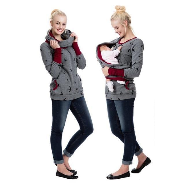 Shop4654005 Store Hoodies Grey04 / S Thick Warm Nursing Sweatshirt