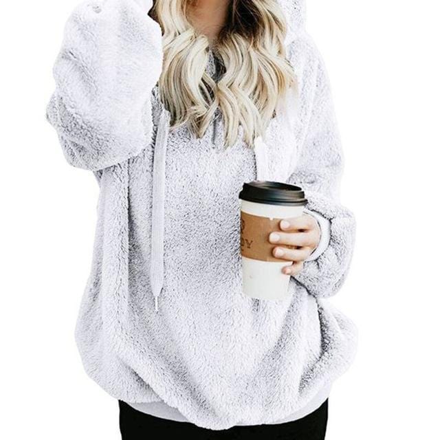 Shop4654005 Store Hoodies White / S Women's Fuzzy Casual Loose Oversized Sweatshirt Hoodie