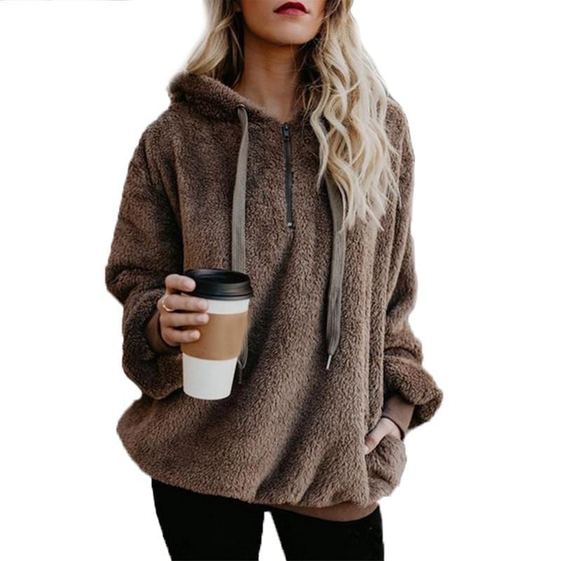 Shop4654005 Store Hoodies Women's Fuzzy Casual Loose Oversized Sweatshirt Hoodie