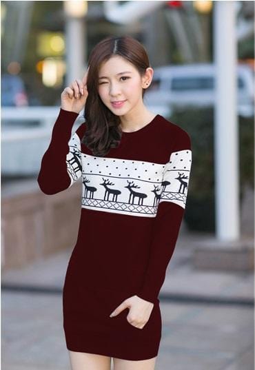 SMTHMA Official Store Pullovers Burgundy For Her / S Cute Christmas Matching Couple Sweaters