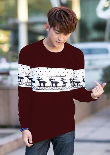 SMTHMA Official Store Pullovers Burgundy For Him / S Cute Christmas Matching Couple Sweaters