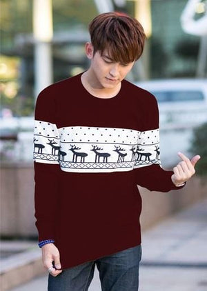 SMTHMA Official Store Pullovers Burgundy For Him / S Cute Christmas Matching Couple Sweaters