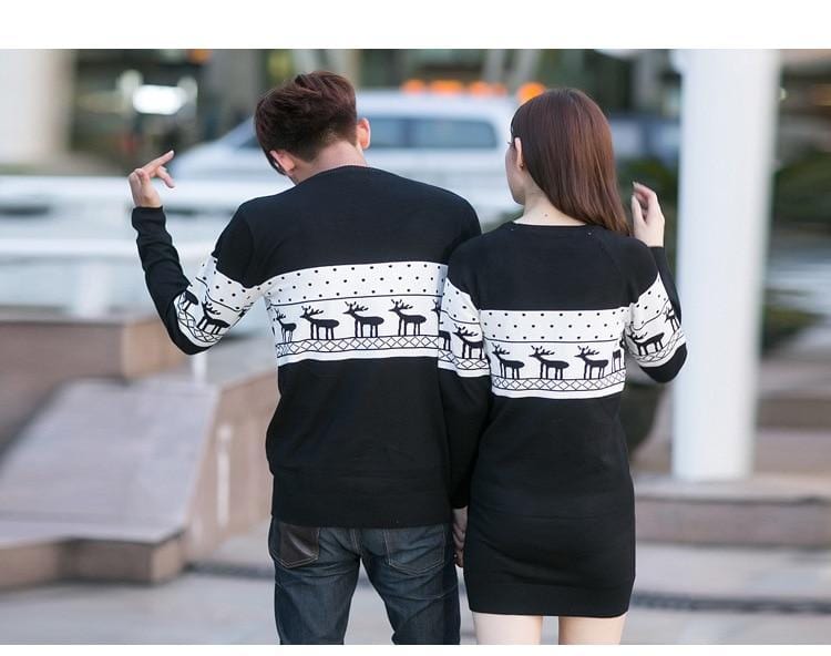 SMTHMA Official Store Pullovers Gray For Her / S Cute Christmas Matching Couple Sweaters