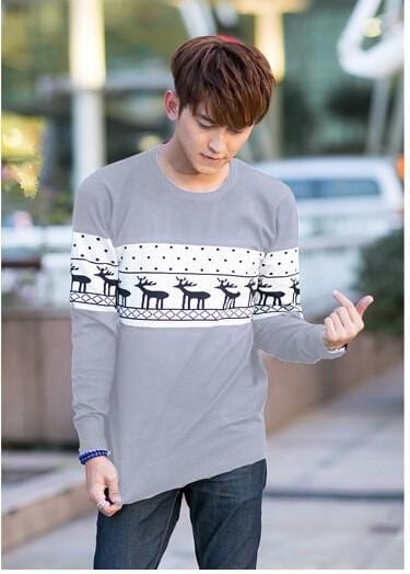 SMTHMA Official Store Pullovers Gray For Him / S Cute Christmas Matching Couple Sweaters