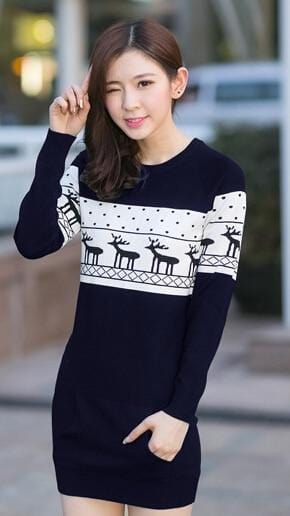 SMTHMA Official Store Pullovers Navy Blue For Her / S Cute Christmas Matching Couple Sweaters
