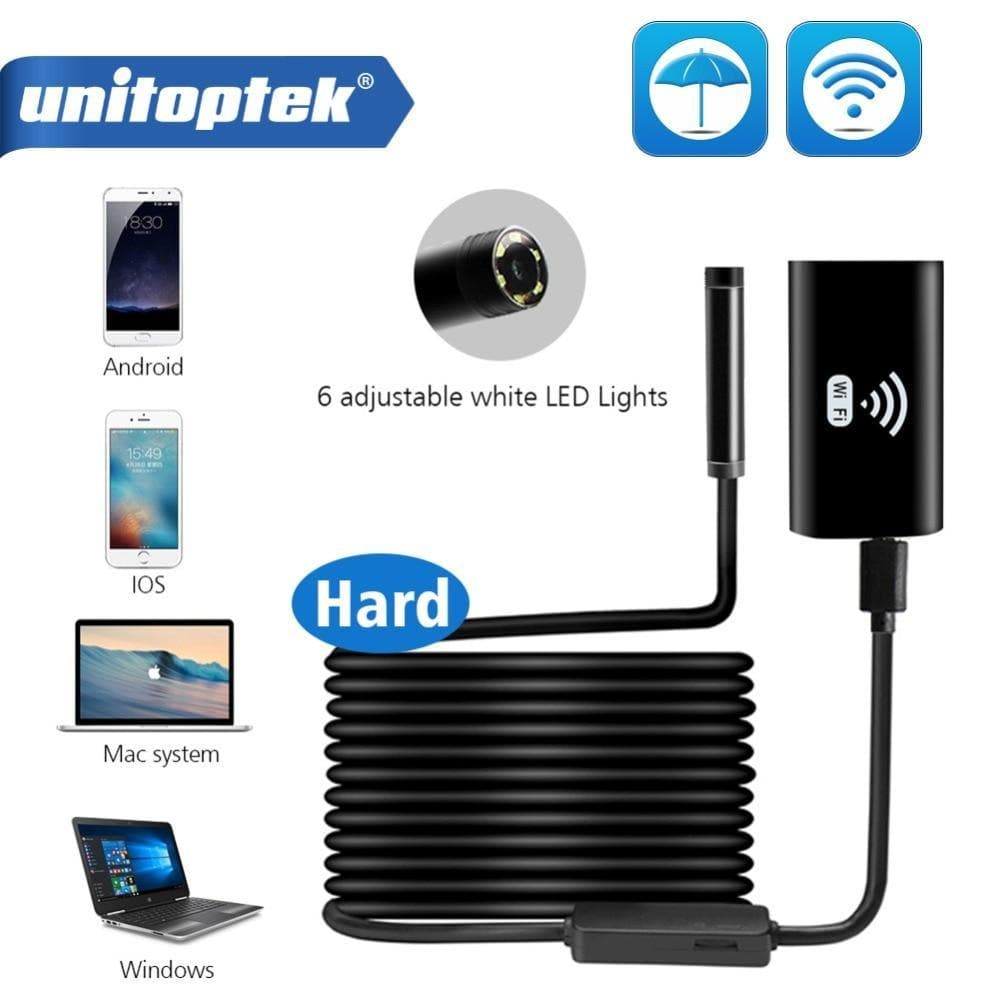 Unitoptek Official Store Surveillance Cameras Hard Cable Wireless Endoscope 1.0MP Snake Camera for Android and iOS Smartphone